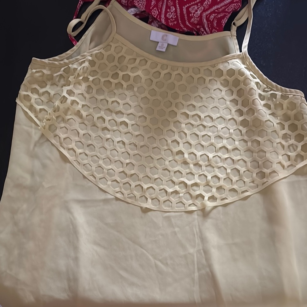 C Cream Textured Sleeveless Top